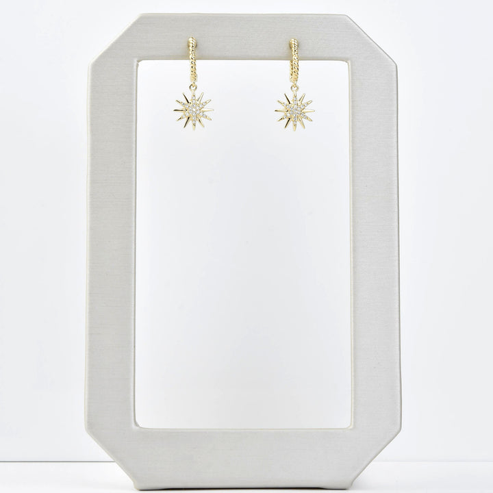 Twisted Gold Huggies with Diamond Star - Goldmakers Fine Jewelry