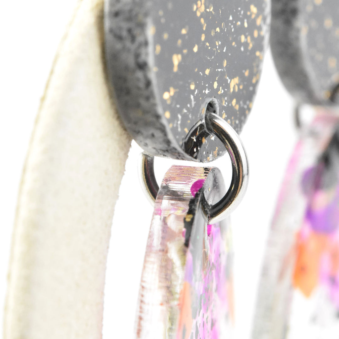 Disco Drop Post Earrings in Black and Kiwi - Goldmakers Fine Jewelry