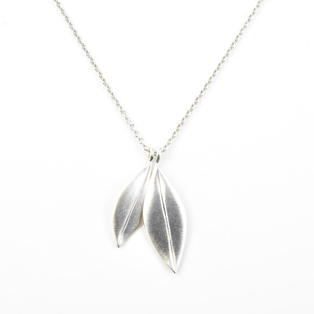 Double Olive Leaf Pendant Necklace - Goldmakers Fine Jewelry