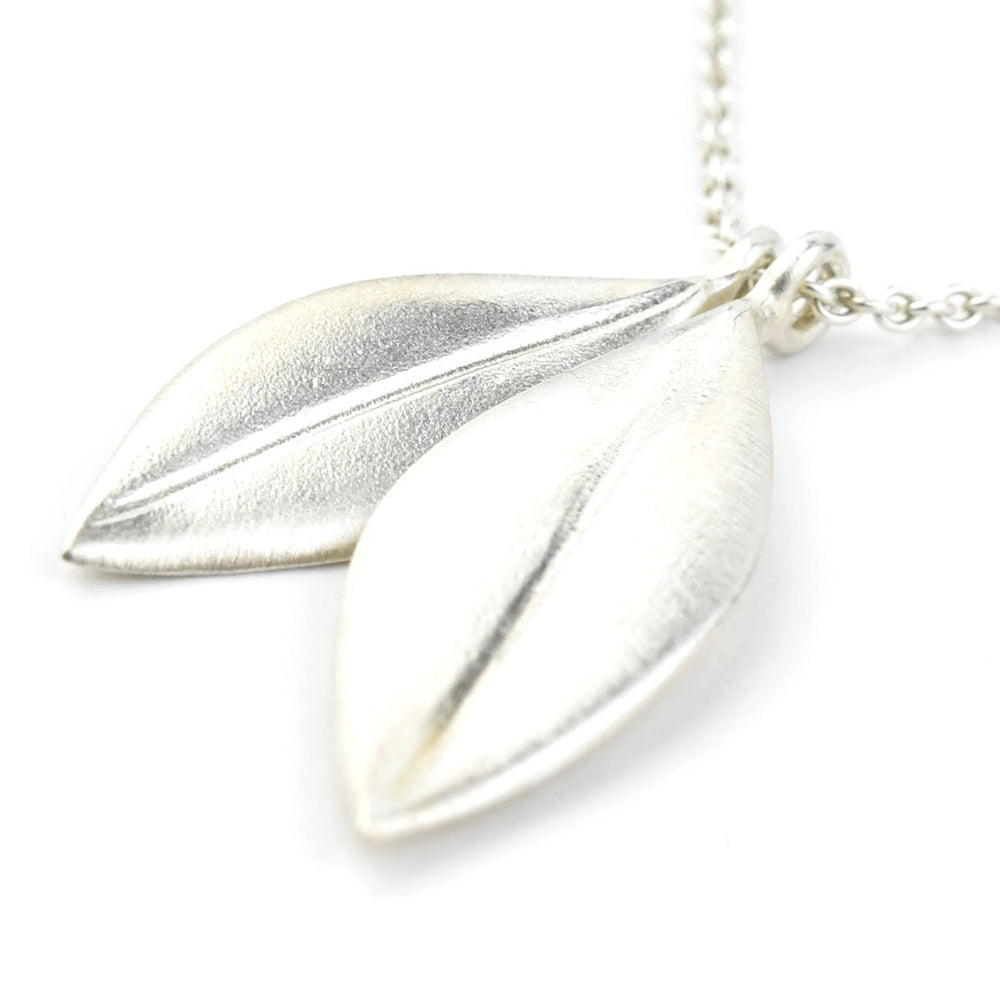 Double Olive Leaf Pendant Necklace - Goldmakers Fine Jewelry