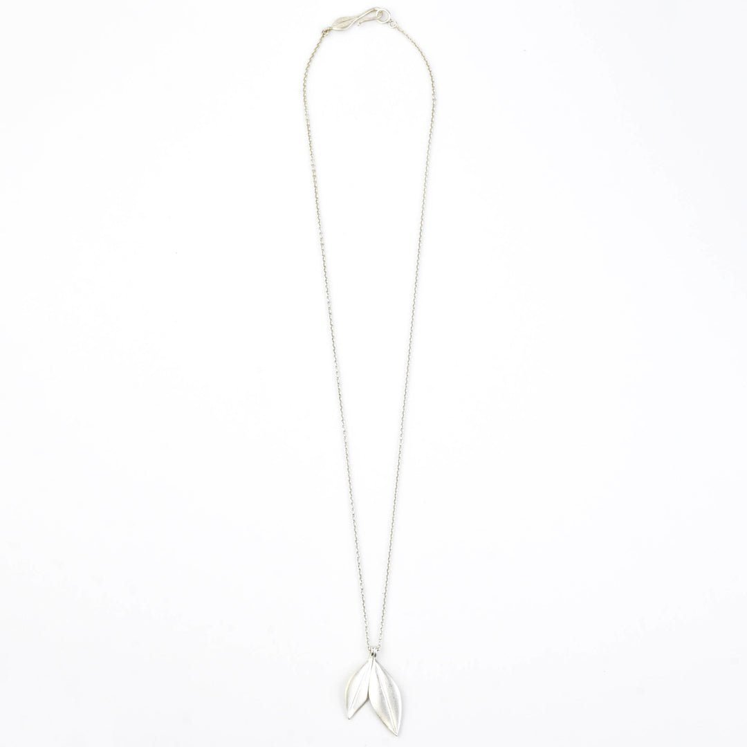 Double Olive Leaf Pendant Necklace - Goldmakers Fine Jewelry