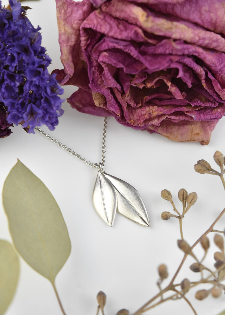 Double Olive Leaf Pendant Necklace - Goldmakers Fine Jewelry