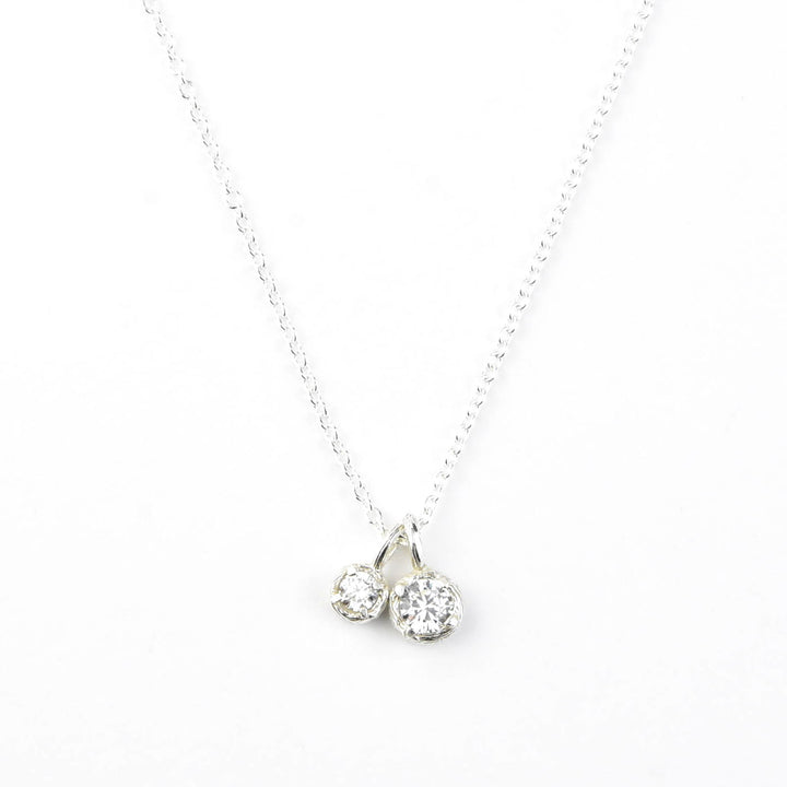 Double Solitaire Necklace with White Topaz - Goldmakers Fine Jewelry