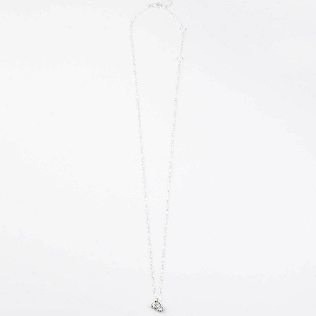 Double Solitaire Necklace with White Topaz - Goldmakers Fine Jewelry