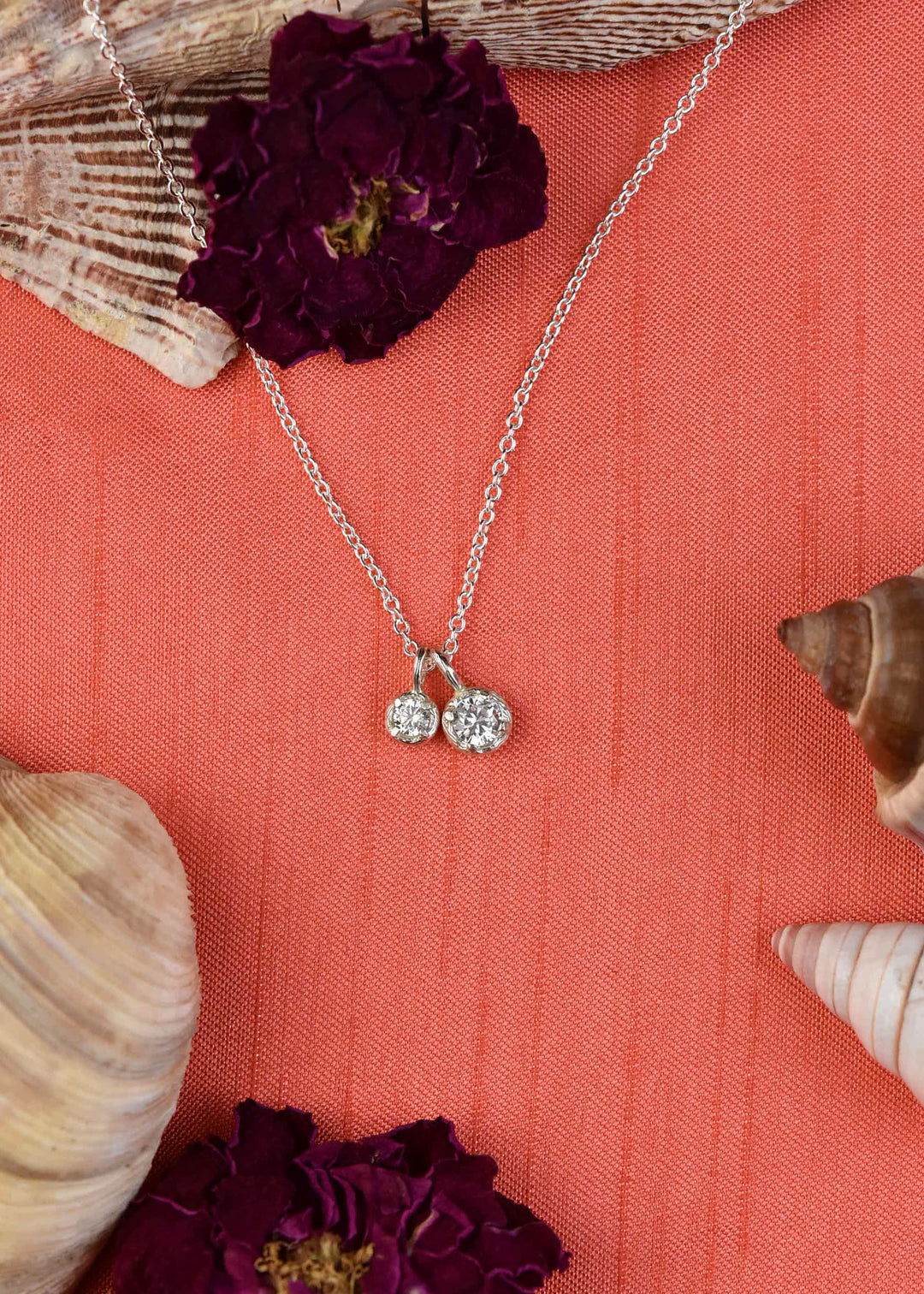 Double Solitaire Necklace with White Topaz - Goldmakers Fine Jewelry