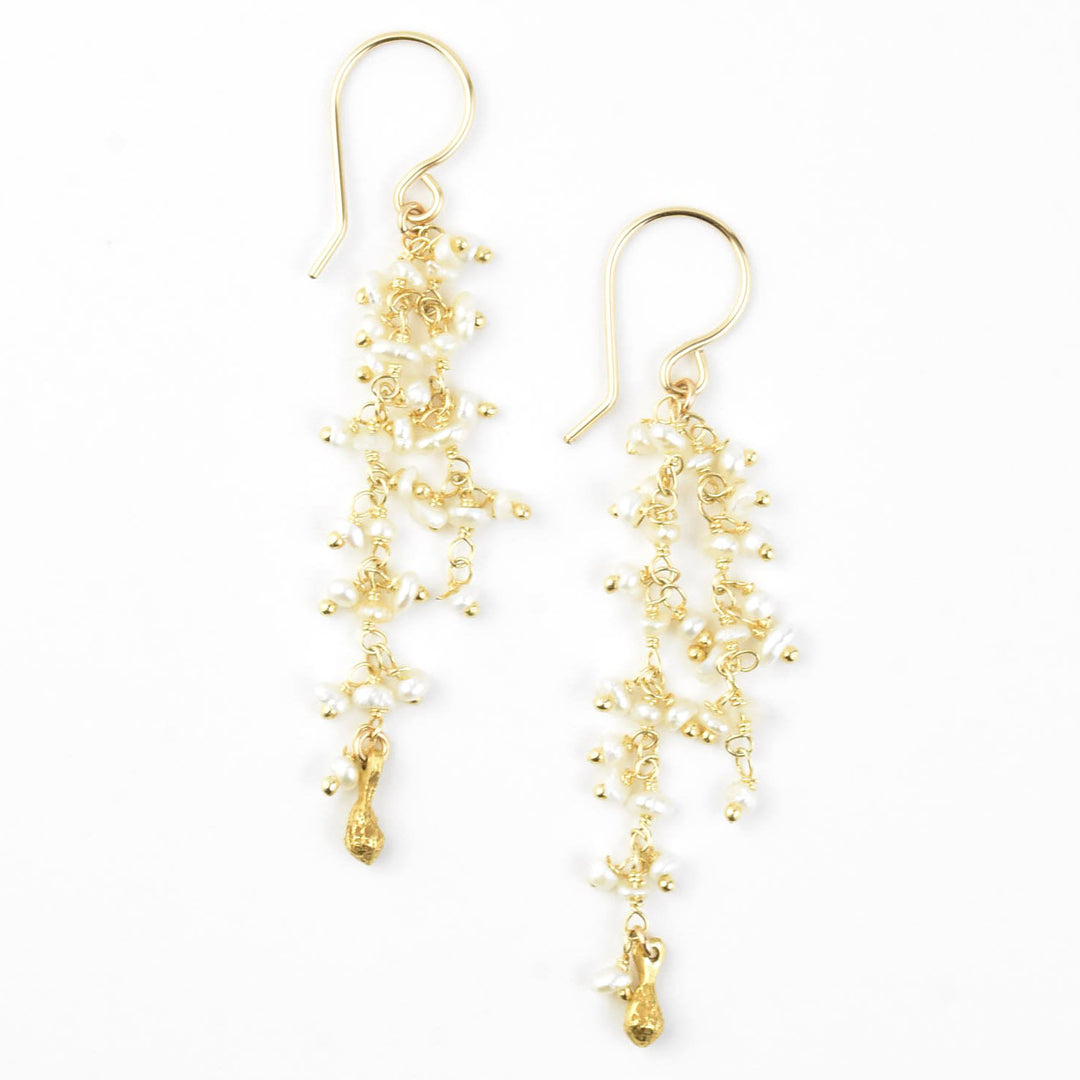 Double Strand Dangle Pod Earrings, Keishi Pearl