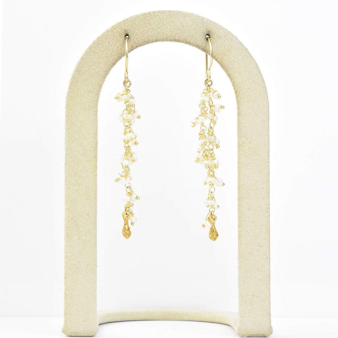 Double Strand Dangle Pod Earrings, Keishi Pearl