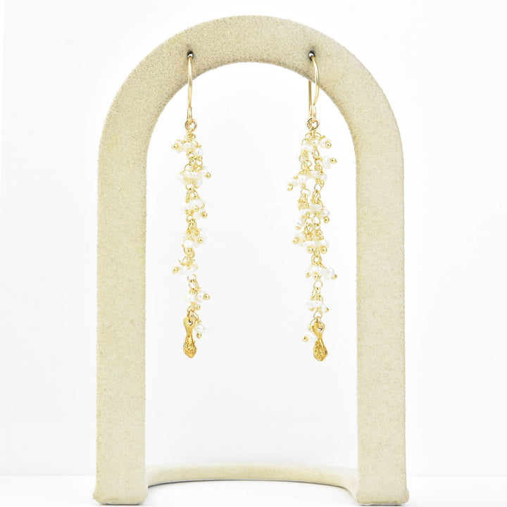 Double Strand Dangle Pod Earrings, Keishi Pearl