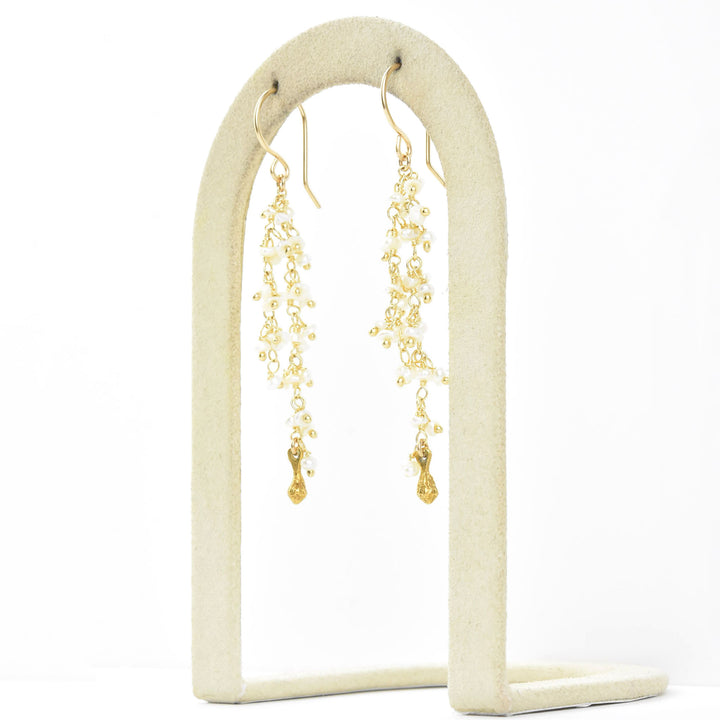 Double Strand Dangle Pod Earrings, Keishi Pearl