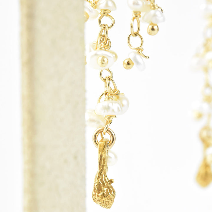 Double Strand Dangle Pod Earrings, Keishi Pearl