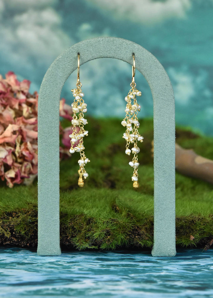 Double Strand Dangle Pod Earrings, Keishi Pearl