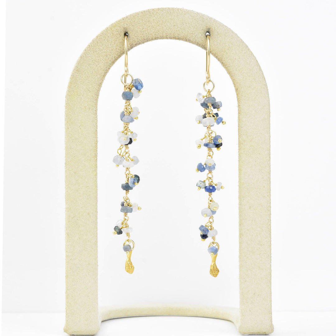 Double Strand Dangle Pod Earrings, Sapphire