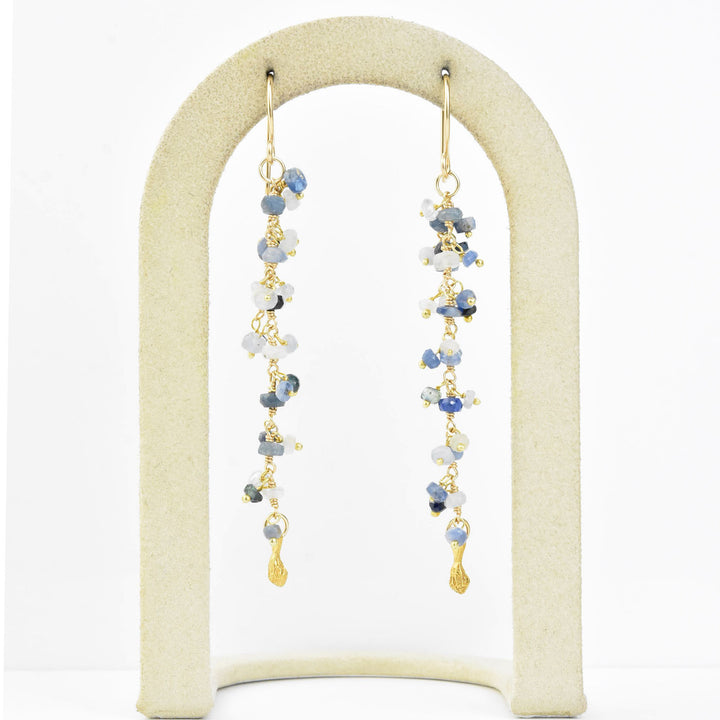 Double Strand Dangle Pod Earrings, Sapphire