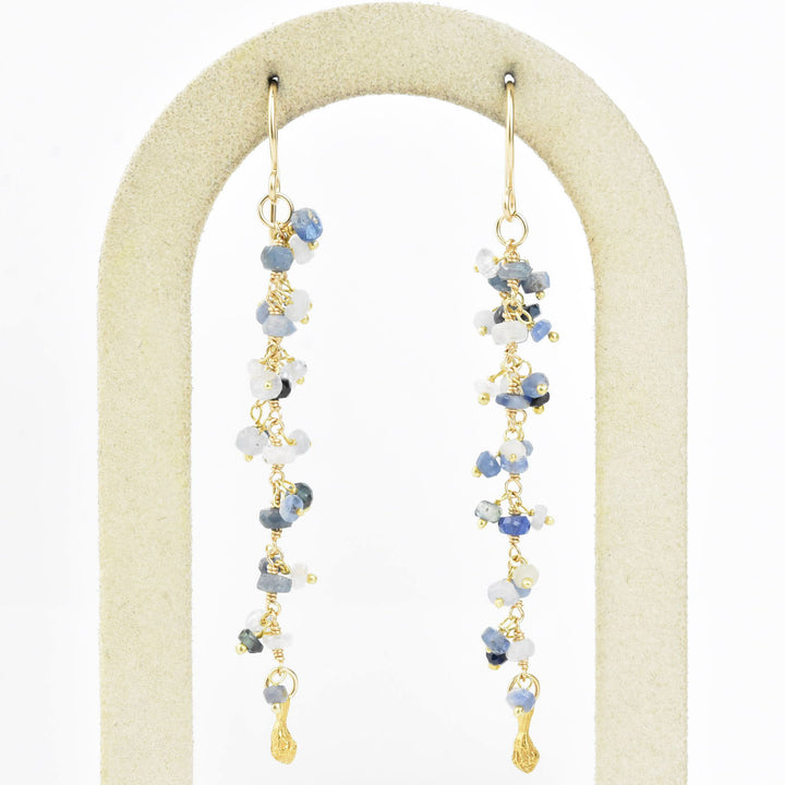 Double Strand Dangle Pod Earrings, Sapphire