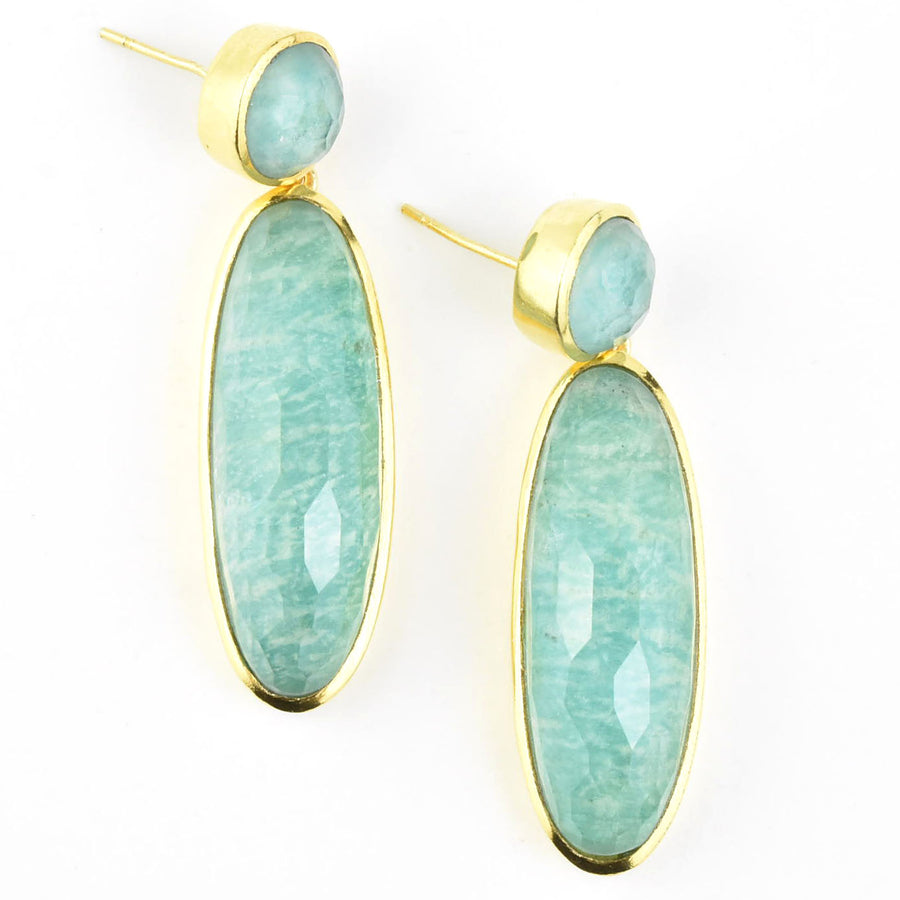 Amazonite Mountain Crystal Earrings - Goldmakers Fine Jewelry