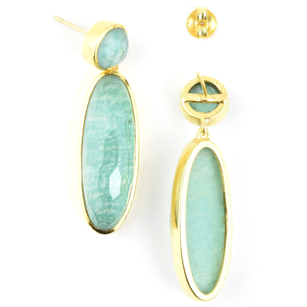 Amazonite Mountain Crystal Earrings - Goldmakers Fine Jewelry