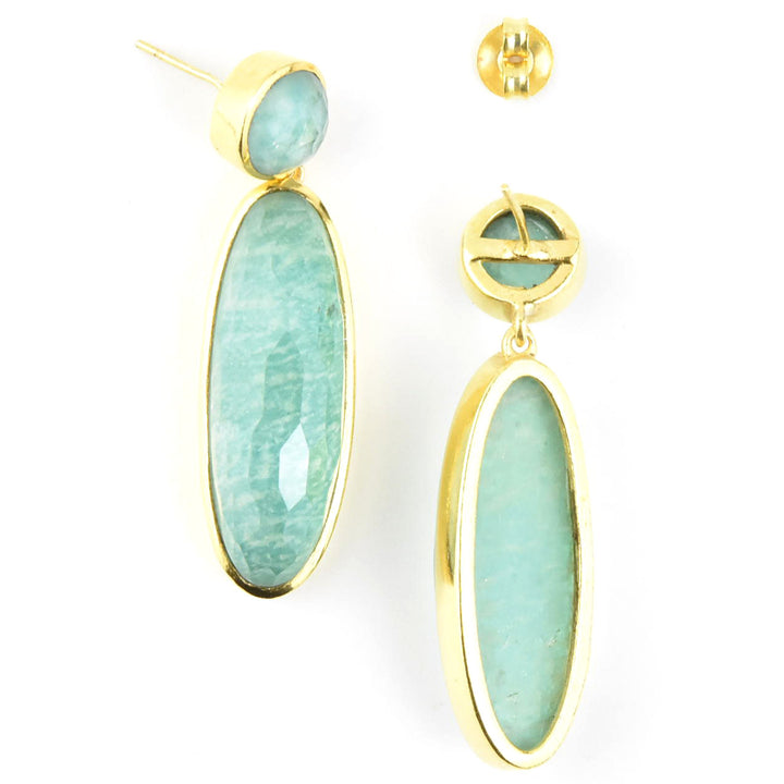 Amazonite Mountain Crystal Earrings - Goldmakers Fine Jewelry