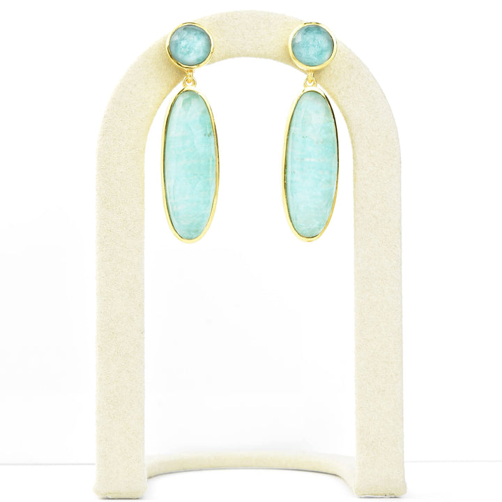 Amazonite Mountain Crystal Earrings - Goldmakers Fine Jewelry