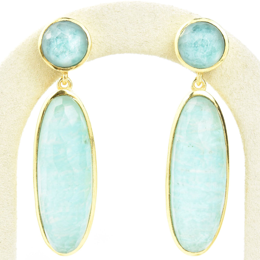 Amazonite Mountain Crystal Earrings - Goldmakers Fine Jewelry