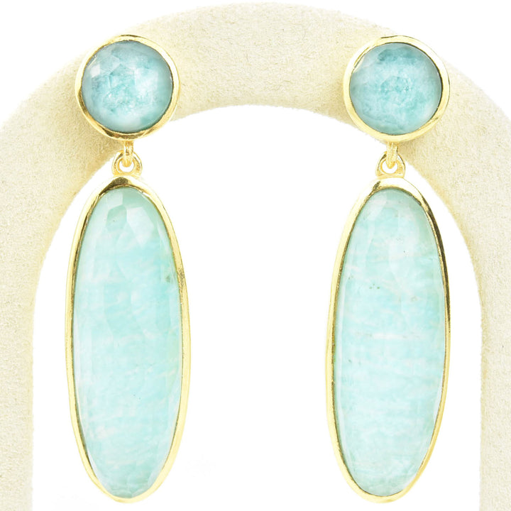 Amazonite Mountain Crystal Earrings - Goldmakers Fine Jewelry