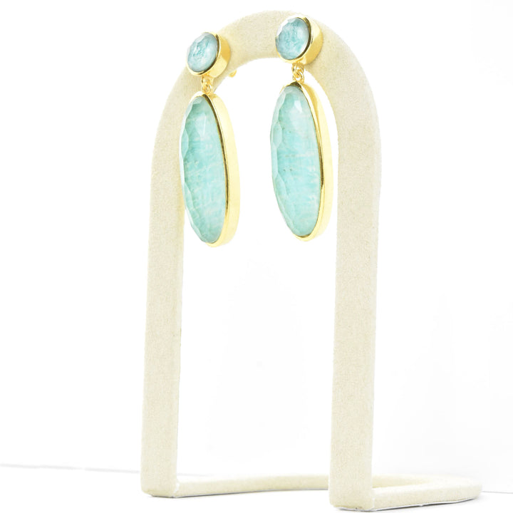 Amazonite Mountain Crystal Earrings - Goldmakers Fine Jewelry