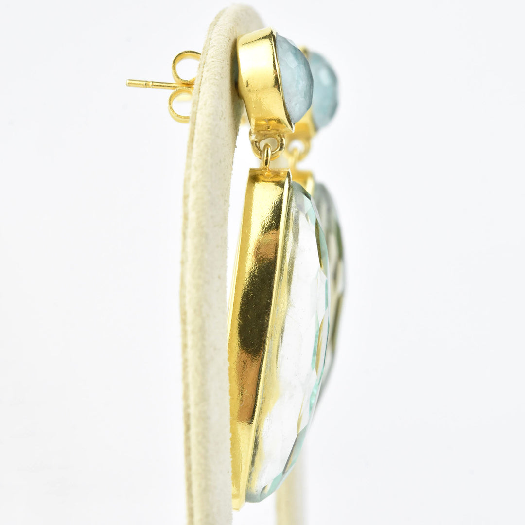 Amazonite Mountain Crystal Earrings - Goldmakers Fine Jewelry