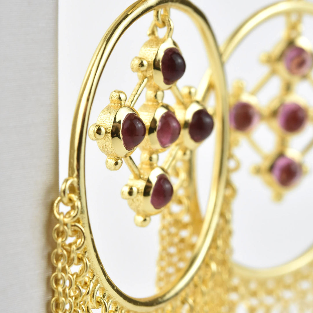 Madonna Earrings with Pink Tourmaline - Goldmakers Fine Jewelry