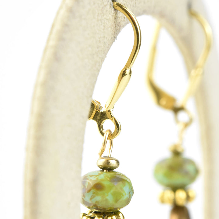 Turquoise and Brass Ring Earrings