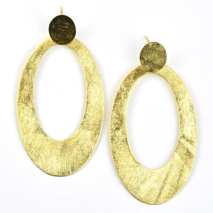 Small Elongated Tejo Earring in Gold Tone