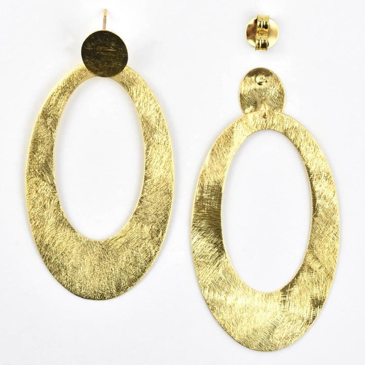 Small Elongated Tejo Earring in Gold Tone