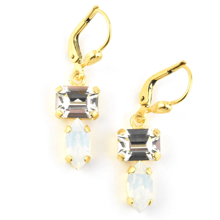 Emerald and Marquise Cut Crystal Earrings