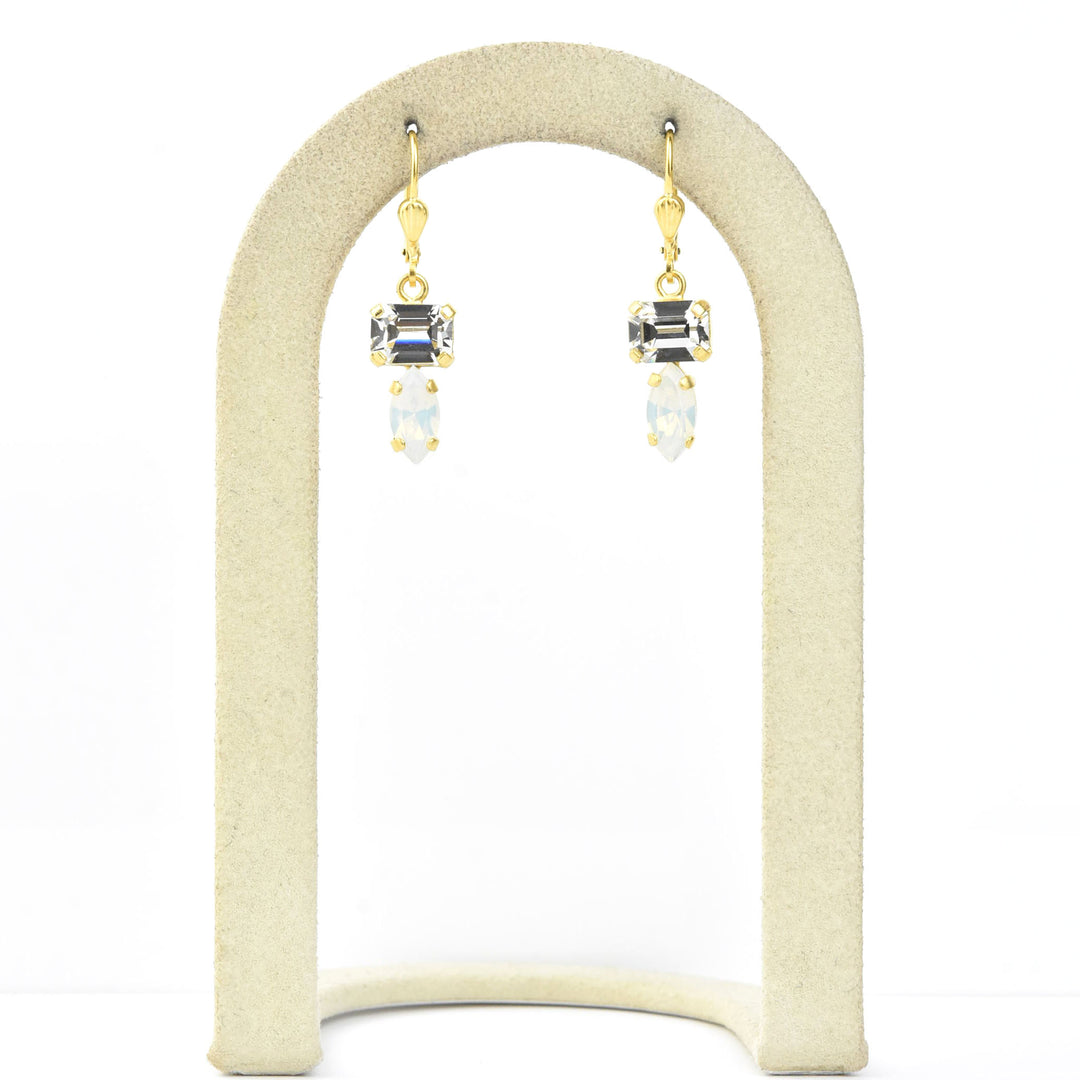 Emerald and Marquise Cut Crystal Earrings