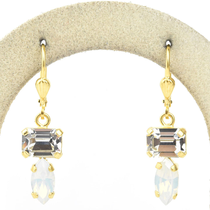 Emerald and Marquise Cut Crystal Earrings