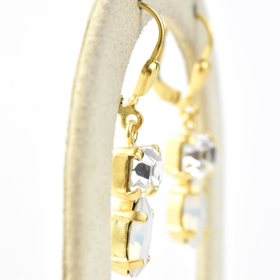 Emerald and Marquise Cut Crystal Earrings