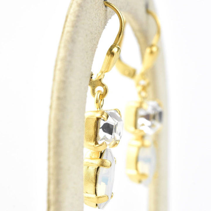 Emerald and Marquise Cut Crystal Earrings