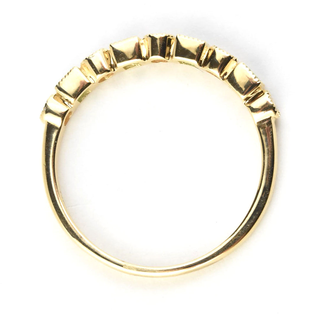 14k Yellow Gold Emerald & Diamond Band