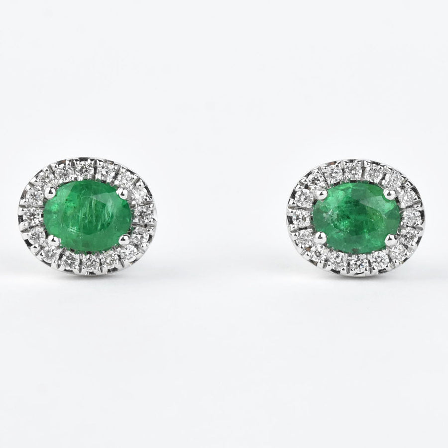 Oval Emerald and Diamond Studs - Goldmakers Fine Jewelry