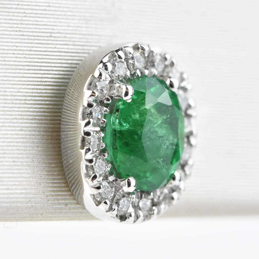 Oval Emerald and Diamond Studs - Goldmakers Fine Jewelry