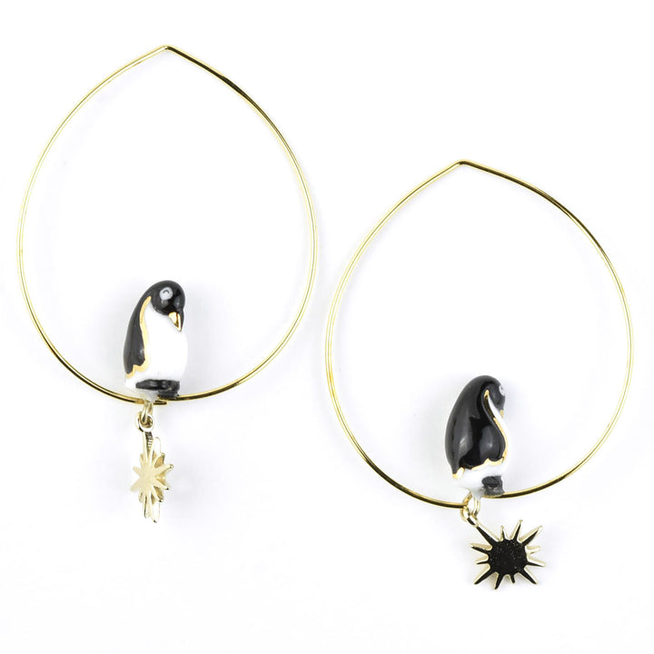 Emperor Penguin Small Hoops with Star