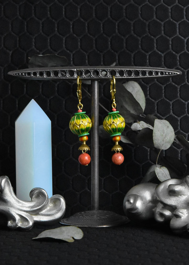 Enamel Globe Earrings