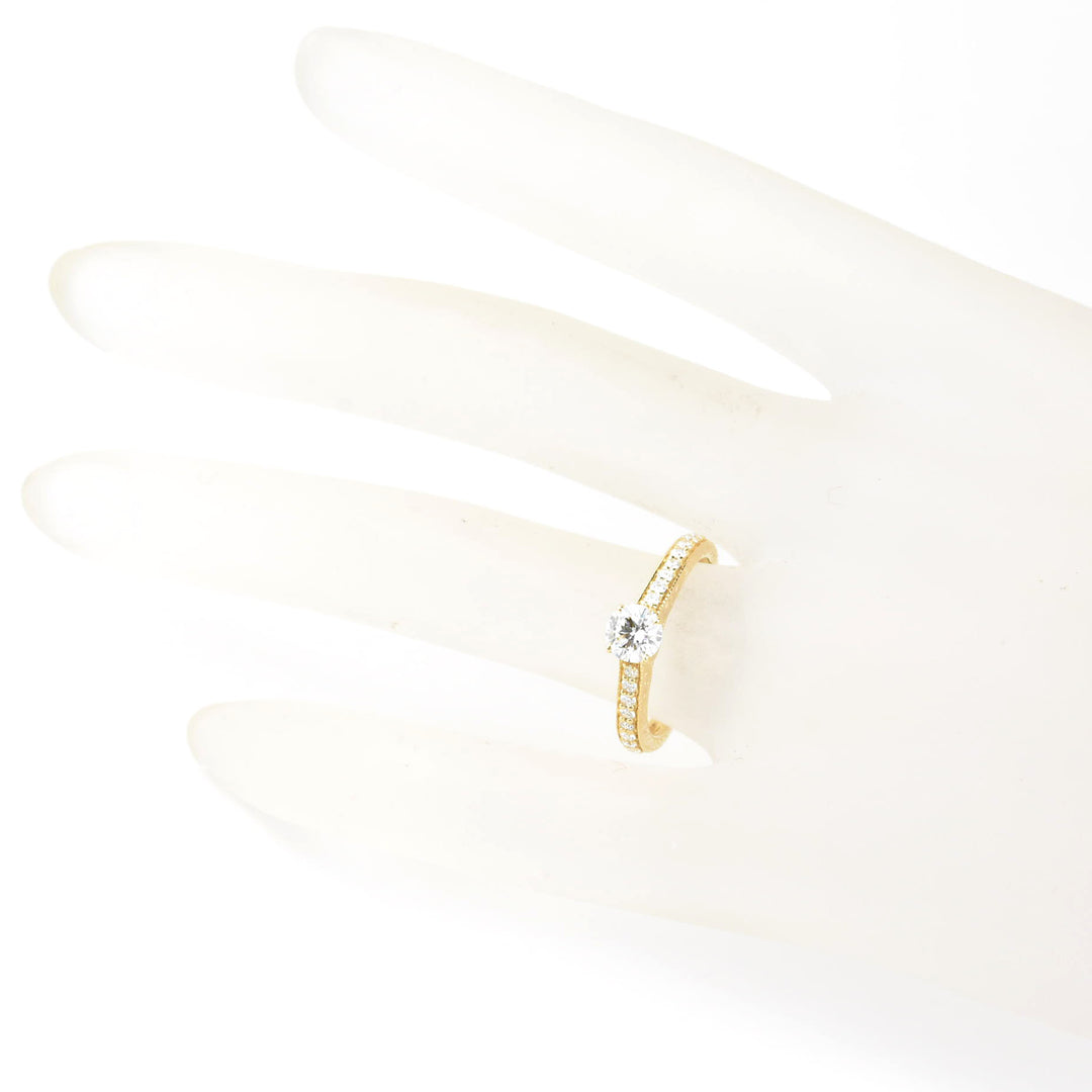 Engraved Diamond Engagement Ring in 14k Yellow Gold