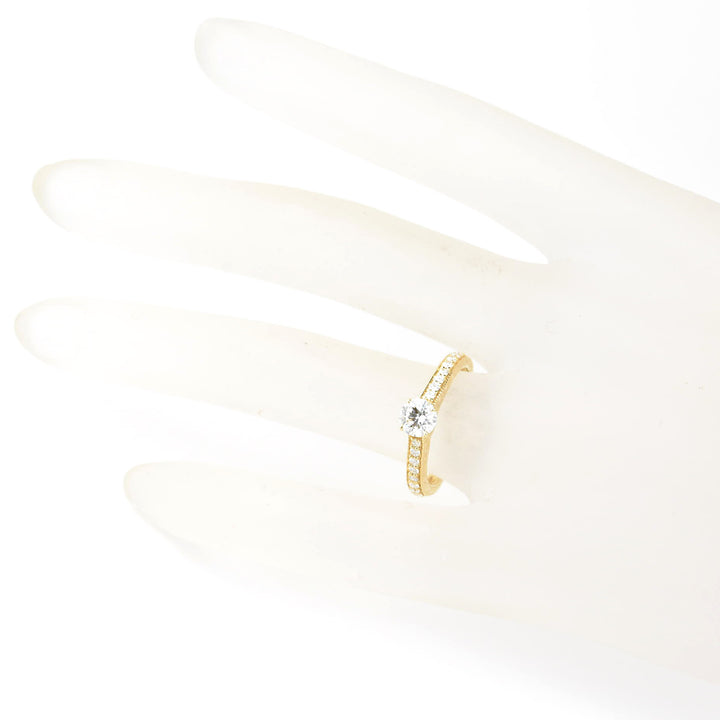 Engraved Diamond Engagement Ring in 14k Yellow Gold