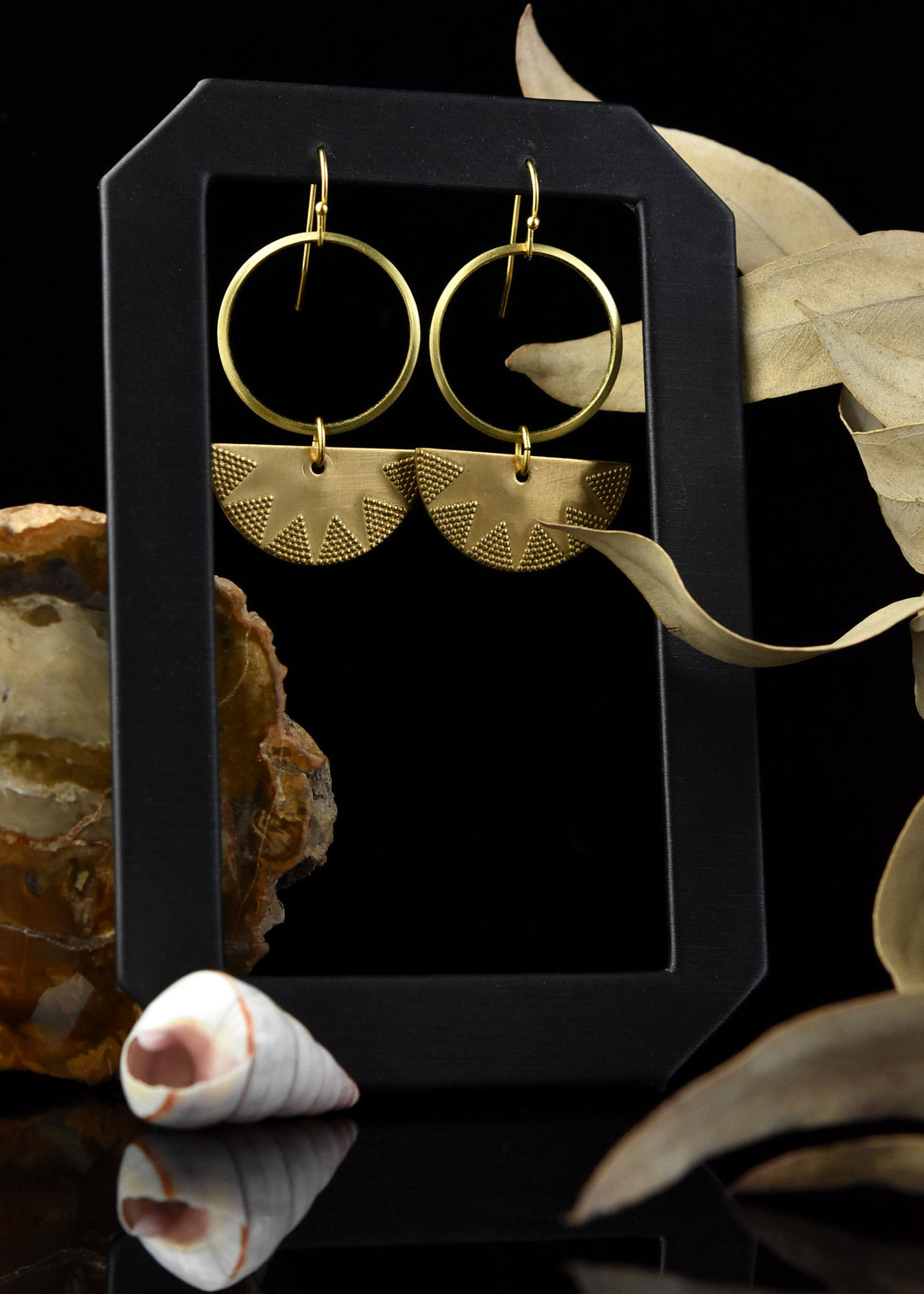 Etched Crescent Hoop Earrings