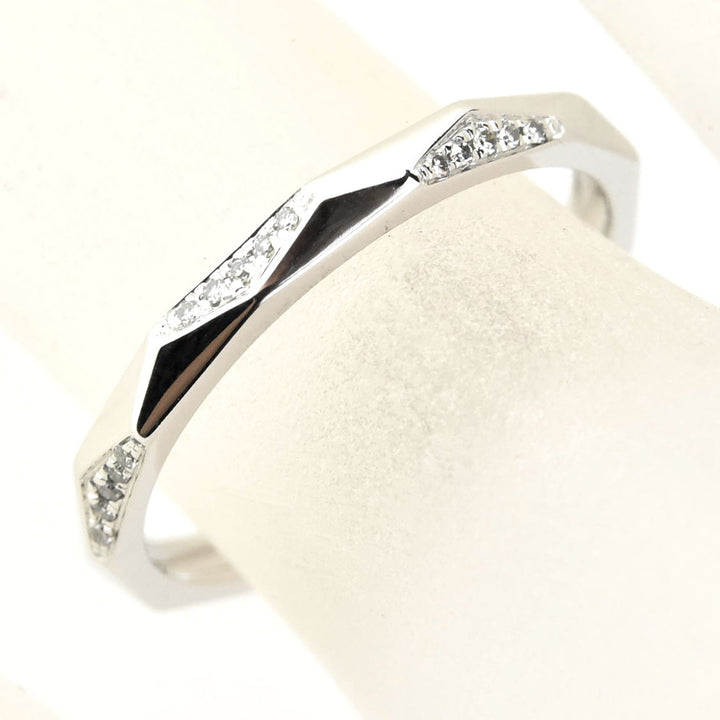 Faceted White Gold Band with Diamonds