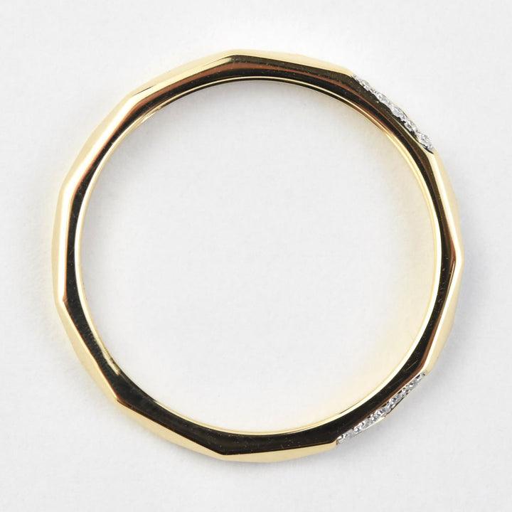 Faceted Yellow Gold Band with Diamonds - Goldmakers Fine Jewelry