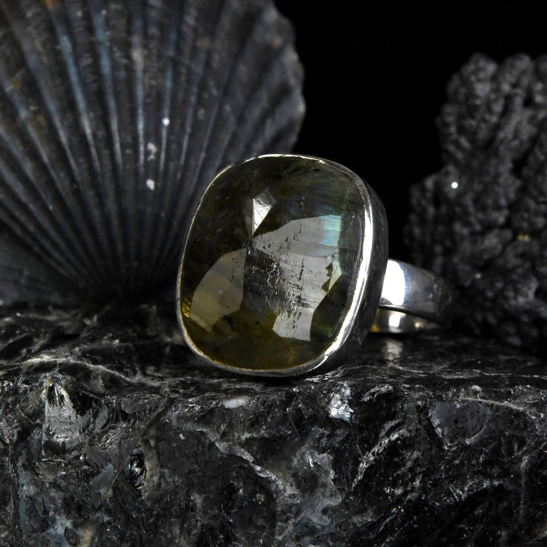 Faceted Labradorite Ring in Sterling Silver - Goldmakers Fine Jewelry