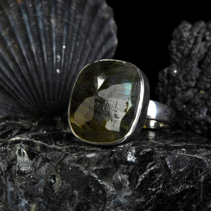 Faceted Labradorite Ring in Sterling Silver - Goldmakers Fine Jewelry