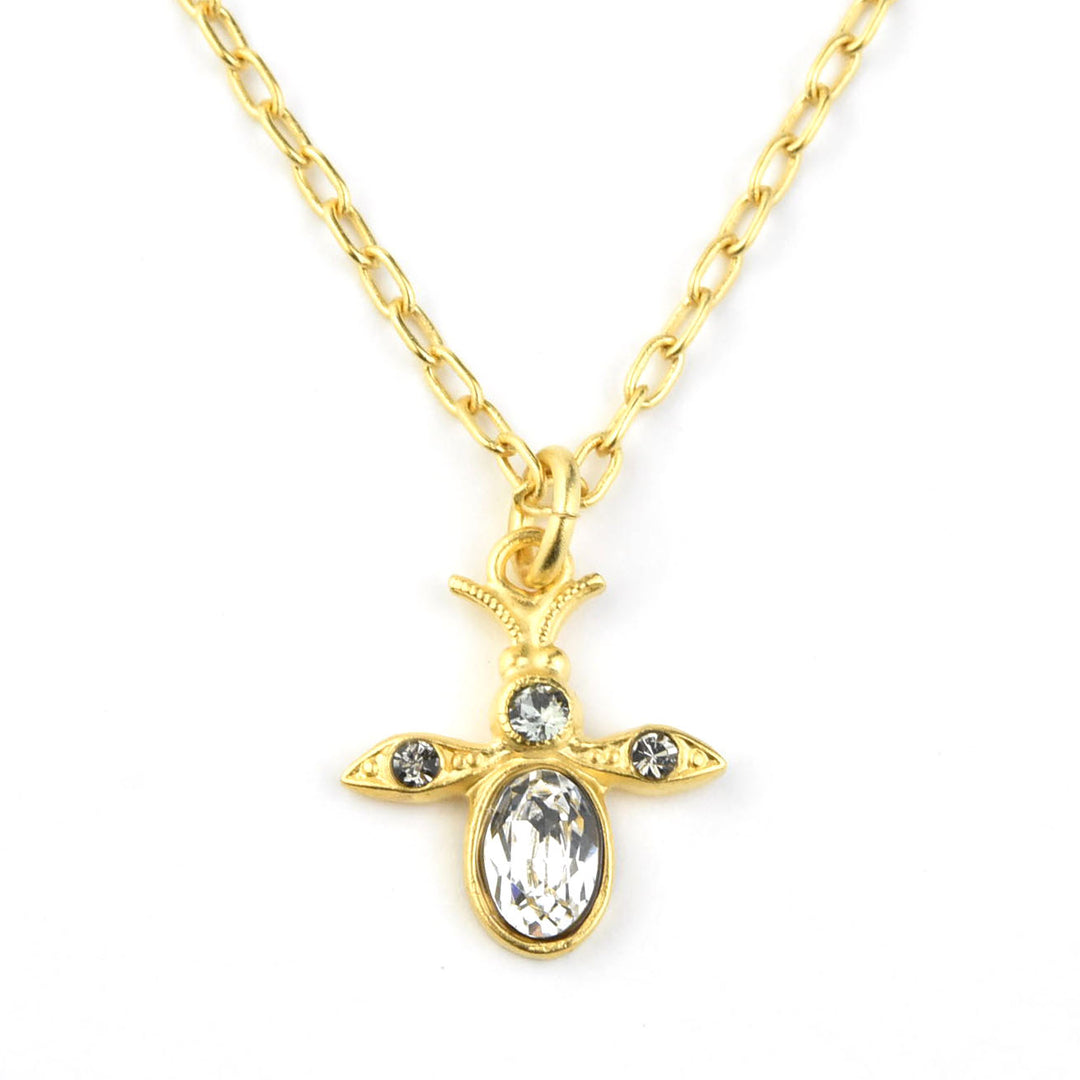 Fancy Crystal Bee Necklace - Goldmakers Fine Jewelry