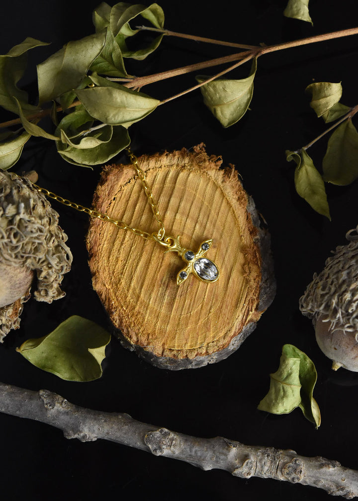 Fancy Crystal Bee Necklace - Goldmakers Fine Jewelry