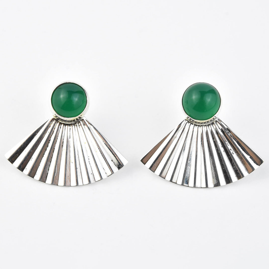 Retro Silver Fan Earrings - Goldmakers Fine Jewelry